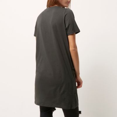 Dark grey frill oversized T-shirt